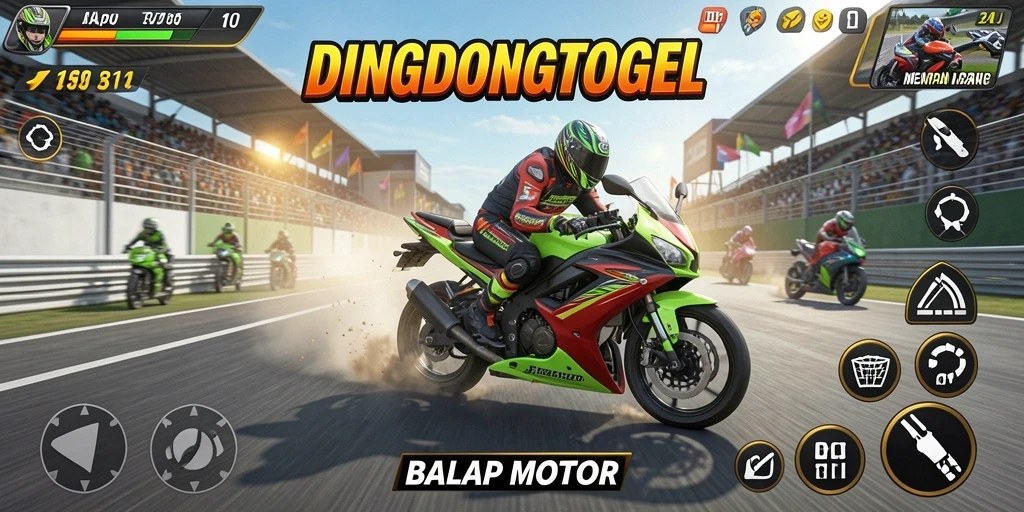 Antarmuka DINGDONGTOGEL menampilkan balapan motor yang seru dan penuh aksi.