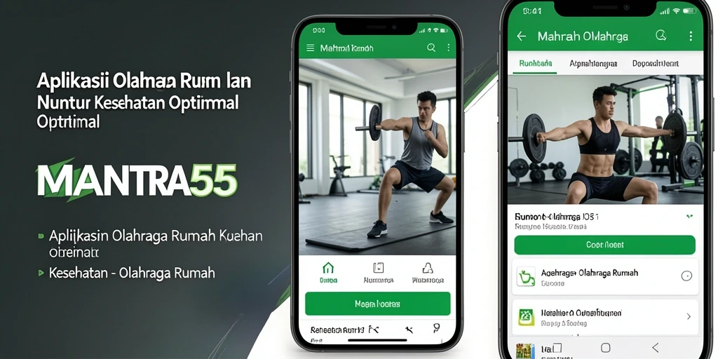 Antarmuka aplikasi MANTRA55 yang intuitif dan menarik untuk olahraga rumah.