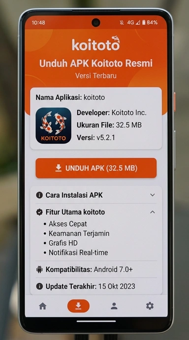 Tampilan halaman APK koitoto