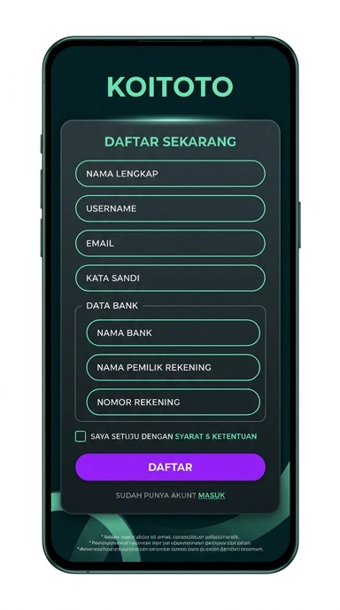 Tampilan halaman daftar koitoto
